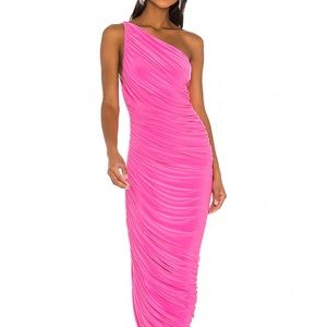 Norma Kamali pink one shoulder dress